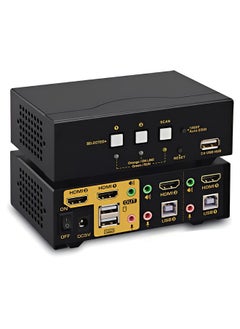 Buy Dual Screen KVM Switch HDMI with Audio Microphone Output USB 2.0 Hub in Saudi Arabia