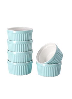 Buy 6-Piece Classic Souffle Dish Ramekin Set Blue/White in Saudi Arabia