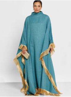 Buy Cape Sleeve Fringe Hem Abaya in UAE