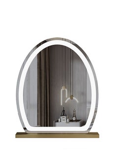 Buy 40*50 CM Large Vanity Mirror with Lights, Round LED Makeup Mirror, Light Up Mirror for Bedroom Tabletop, Smart Touch Control 3 Colors Dimmable, 350° Rotation in UAE