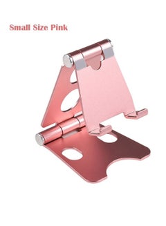 Buy Portable Aluminum Alloy Cell Phone Holder Foldable Metal Desktop Mobile Phone Tablet Stand Pink in UAE