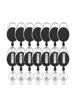 Buy Retractable Metal Oval Telescopic Keychain, ID Badge Holders, Carabiner Badge Reel With Belt Clip, Key Ring, Badge Buckle, For Key Card Work Badge (14 Pack, Black) in UAE