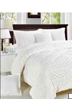 اشتري SOFT KING SIZE FUR WAVE DESIGN 6 PIECE COMFORTER SET WHITE في الامارات