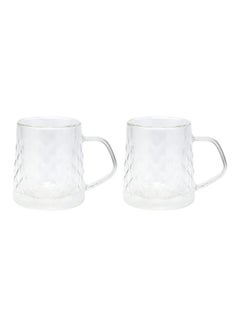 Buy 2-Piece Double Wall Glass Cups 200 Milliliter Clear in Saudi Arabia