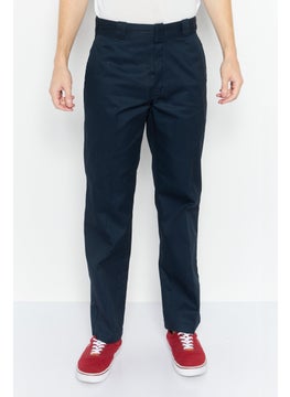 Buy Men Irregular Fit Solid Pant, Navy in Saudi Arabia