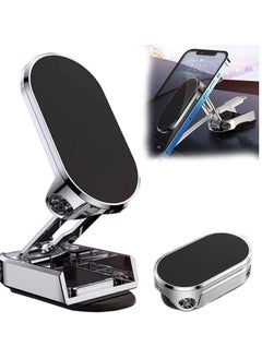 Buy Folding Magnetic Phone Holder,【Super Magnet】【with 2 Metal Plates】 Car Magnetic Phone Holder,【360° Rotation】 Universal Dashboard Car Holder fit for iPhone,Samsung and Other Phones (Silver) in UAE