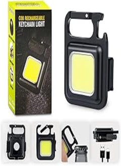 اشتري Tiokkss COB Small Flashlights Rechargeable 1000 Lumens Keychain Mini Flashlight 4 Light Modes Portable Pocket Light with Folding Bracket Bottle Opener and Magnet Base for Camping Fishing في مصر