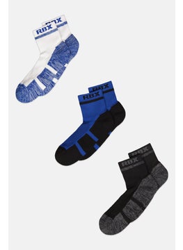 اشتري Men 3 Pair Brand Logo Socks, Black Combo في الامارات