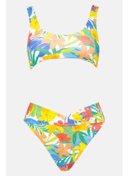 اشتري Women Floral Print Top and Bottom Bikini Set, Green Combo في الامارات