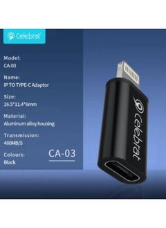 Buy Celebrat CA-03 Aluminum Alloy OTG Adapter Support Lightning To Type-C interface Data Transfer With Mini Design And Charging Function For Multi Devies - Black in Egypt