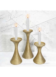 اشتري EC-Nomad Candle Holder Set/3 Gold 9.5X14,9X18,10.5X23Cm في الامارات