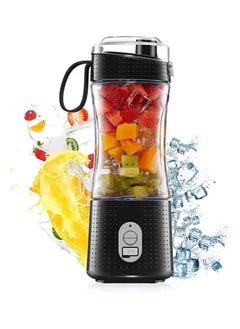 Buy Portable Blender, Personal Size Blender for Smoothies, Juice and Shakes, Mini Blender with Rechargeable Battery, Six Blades, for Home, Travel, Office (Black) in UAE