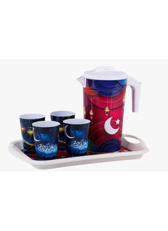 Buy 2 Liter Juice Jug with 4 Glass with a Ramadan Pattern with Tray in Saudi Arabia