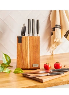 Buy Karaca 6 Piece Knife Set with Wood Stand in UAE