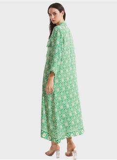 Buy Patterned Pocket Detailed Viscose Maxi Dress in UAE