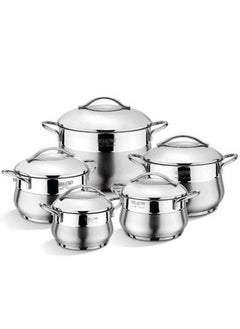 Buy 10 Piece Stewpot Set 16-20-22-26-32 cm Silver in Egypt