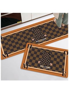 اشتري 2-Piece Fashion Cartoon Bear Floor Mat Crystal Velvet Water And Oil Absorbing Kitchen Mat Door حصيرة مدخل الحمام مانع للانزلاق فائقة الامتصاص سريعة الجفاف غير قابلة للانزلاق حصيرة 50x160 سم + 50x80 سم في الامارات