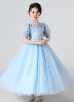 اشتري Girls Dress For Wedding Evening Party Blue Color في الامارات