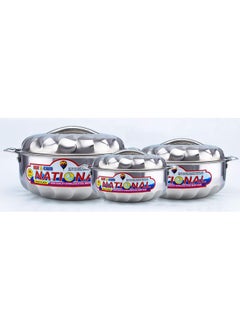 Buy 3-Piece Stainless Steel Hot Pot With Lid Set Silver in UAE