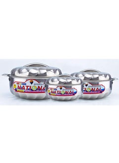 اشتري 3-Piece Stainless Steel Hot Pot With Lid Set Silver في الامارات