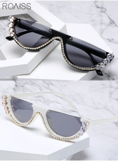 Buy Semi-Frame Rhinestone Sunglasses for Women - 2 Pack, UV400 Protection - Decorative Fashion Eyewear for Ladies at Outdoor Parties and Street Photography in Saudi Arabia