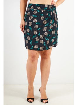 Buy Women Pull On Allover Printed Mini Skirt, Black Combo in Saudi Arabia