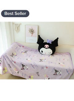 Buy Cartoon Sanrio Kuromi 2-in-1 pillow flannel blanket set, suitable for plane and train travel, camping or office nap blanket (blanket size 150cmx100cm) in Saudi Arabia