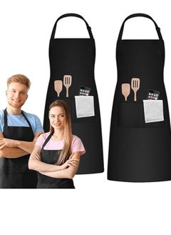 Buy Kitchen Apron, 2 Pack Kitchen Apron with Pocket, Water Oil Stain Resistant Chef Aprons, Chef Apron for Men Professional, Cooking Aprons for Women With Pockets, Adjustable Black Aprons in Saudi Arabia