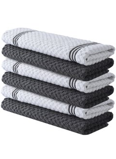 Buy Premium Kitchen Towels – Pack of 6, 100% Cotton 40cm x 70cm Absorbent Dish Towels - 425 GSM Tea Towel, Terry Kitchen Dishcloth Towels- Grey Dish Cloth for Household Cleaning by Infinitee Xclusives in UAE