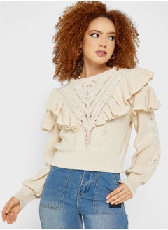 Buy Ruffle Puff Sleeve Sweater in UAE