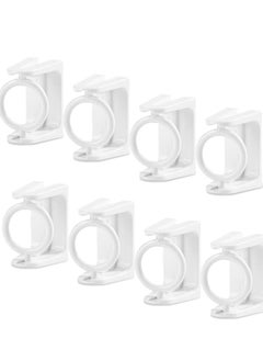 Buy 8 Pcs No Drill 360° Rotating Self Adhesive Curtain Rod Brackets, Adjustable Tension Rod Holders, Versatile Hooks for Easy Installation, White in UAE