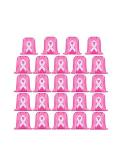 Buy 10 pcs of Pink BreastCancer Awareness Drawstring bag -Pink Ribbon Polyester Drawstring Bags -Hope Fight Sport Gym Sackpack for Women Travel Storage Accessories in UAE