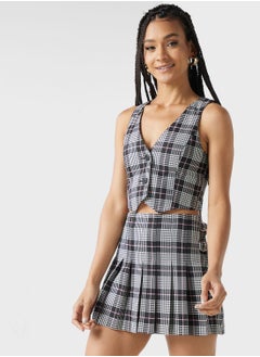 Buy Checkered Detail Vest Coat in UAE