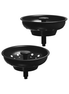 اشتري 2PCS Kitchen Sink Strainer Replacement, Stopper Combo Basket Electroplated Stainless Steel Sink Basket Rubber Bottom Sink Stopper Kitchen Sink Basket Sink Strainer for Standard 3-1/2 inch Drain في الامارات