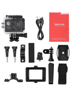 اشتري Action Camera Kit, HD 1080P 2 Inch LCD Screen Universal Sports Camera, 140 ° Wide Angle Lens Multifunctional Waterproof Action Camera with 900mAh Battery, for Outdoor,black في الامارات