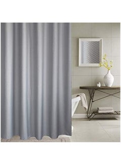 Buy Premium Shower Curtain Waterproof Thickened Polyester Fabric Durable Mildew Stain Resistant Stylish Curtain (180 x 200 cm) Silver Grey in UAE
