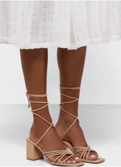 اشتري Block Heel Strappy Lace Up Sandal في الامارات