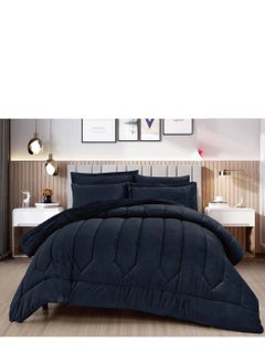 Buy Winter double bed quilt set, plain hotel, made of soft velvet and warm fur to give you comfort, size 230*250cm in Saudi Arabia