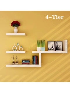 Buy 4-Tier Wall Hanging Display Rack Decorate Storage Rack Fiberboard White in UAE