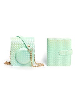 اشتري Camera Case for Fujifilm Instax Mini 12 Instant Camera,PU Leather Glitter Woven Camera Bag with Shoulder Strap & 64 Pockets Photo Album- Light Green في الامارات