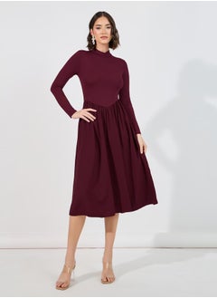 Buy Flared High Neck A-Line Midi Dress in Saudi Arabia