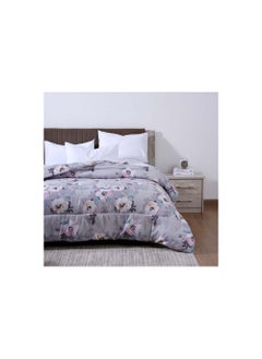 Buy Rosas Printed Roll Comforter 150x220cm - Grey in UAE