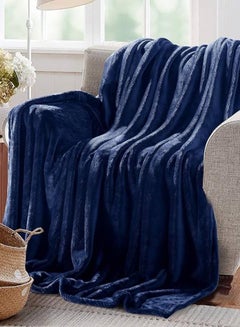 Buy Single Micro Fleece Flannel Blanket 260 GSM Super Plush and Comfy Throw Blanket Size 150 x 200cm Blue in UAE