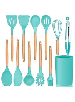 Buy 12-Piece Non-Stick Silicone Cooking Utensils Set Black 11 x 16 x 33cm in Egypt