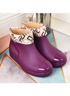 اشتري Wholesale spring and autumn Japanese fashion rain shoes adult short tube water shoes non-slip wear-resistant womens boots warm outer wear water boots overshoesPurple + cotton sleeve Purple + cotton sleeve في السعودية