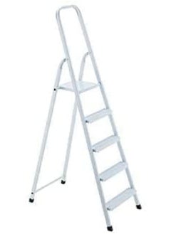 Buy Ladders Premium Quality Highly Durable Steel Ladder 5 Steps - White in UAE