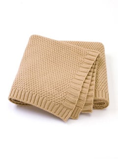 Buy 100% Acrylic Soft Lightweight Knit Baby Blanket Brown 80x100cm in Saudi Arabia