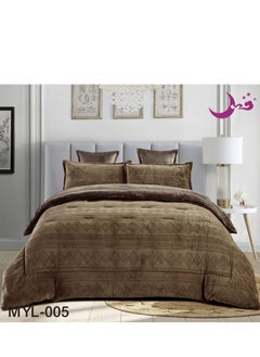 Buy Bedspread set 6 pieces two-piece medium filling used on two sides velvet and plain fur very soft size 220*240cm in Saudi Arabia