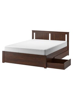 Buy Bed frame with 4 storage boxes brown Luröy 140x200 cm in Saudi Arabia