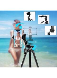 اشتري iPhone Tripod 54",Phone Tripod with Remote,Travel Tripod with Phone Holder Adapter/Tripod for iPhone Selfie, Video, Live Stream, with Carry Bag, (Black) في الامارات